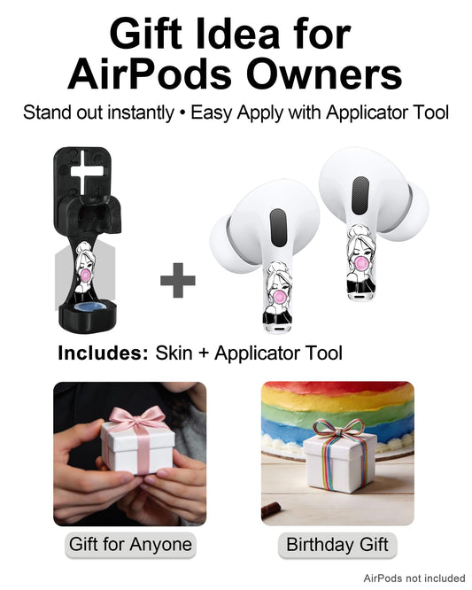 RockMax for AirPods Pro 2 Skin Accessories, Fashion Girl Sticker for Air Pods 4th Gen, Durable Tattoo Wrap, Case Friendly, Compatible with AirPods 1/2/3/4 and AirPods Pro 1/2/3(Universal Fit)
