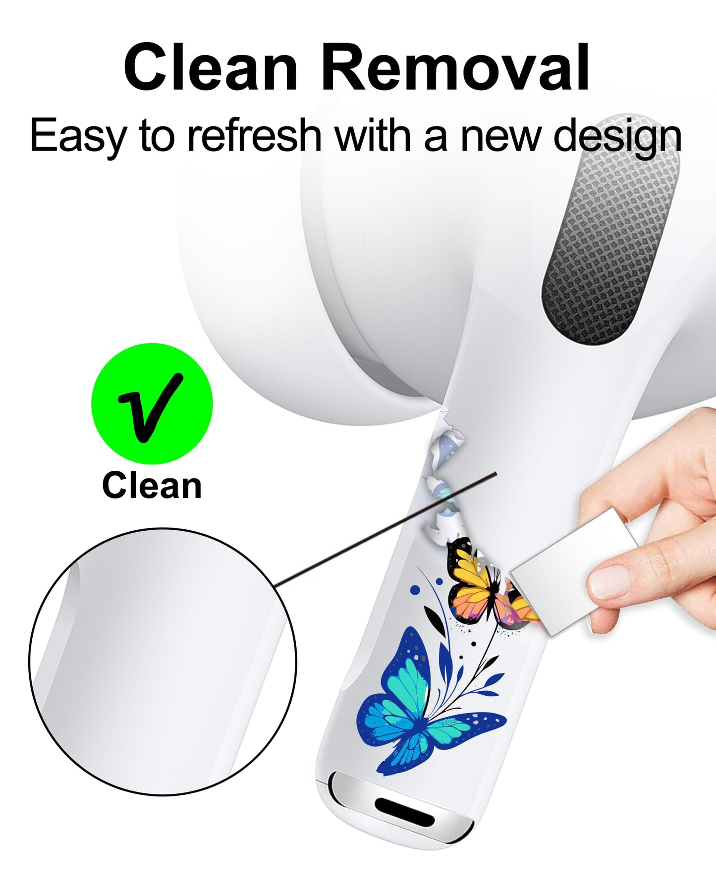 RockMax for AirPods 4 Skin Wraps, Helps Avoid Mix-Ups, Universal Fit for AirPods Pro 3/2/1 and Gen 1/2/3/4, Butterfly Sticker Cover, Gift for Women and Teens