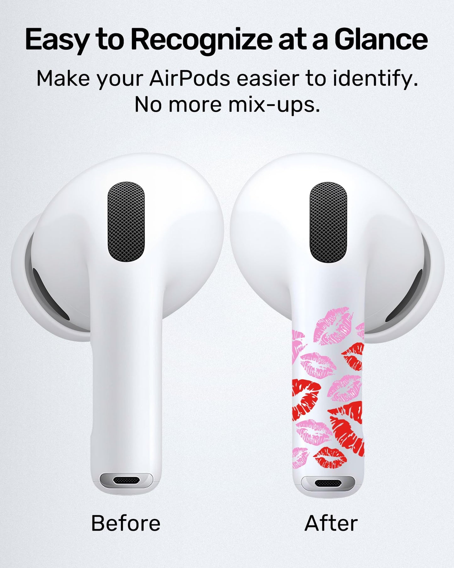 RockMax for AirPods 4/Pro/Pro 2/Pro 3 Skin, Universal Decal Sticker for Air Pods Custom, Compatible with AirPods Case Pink, Durable Tattoo Wrap, Easy to Identify
