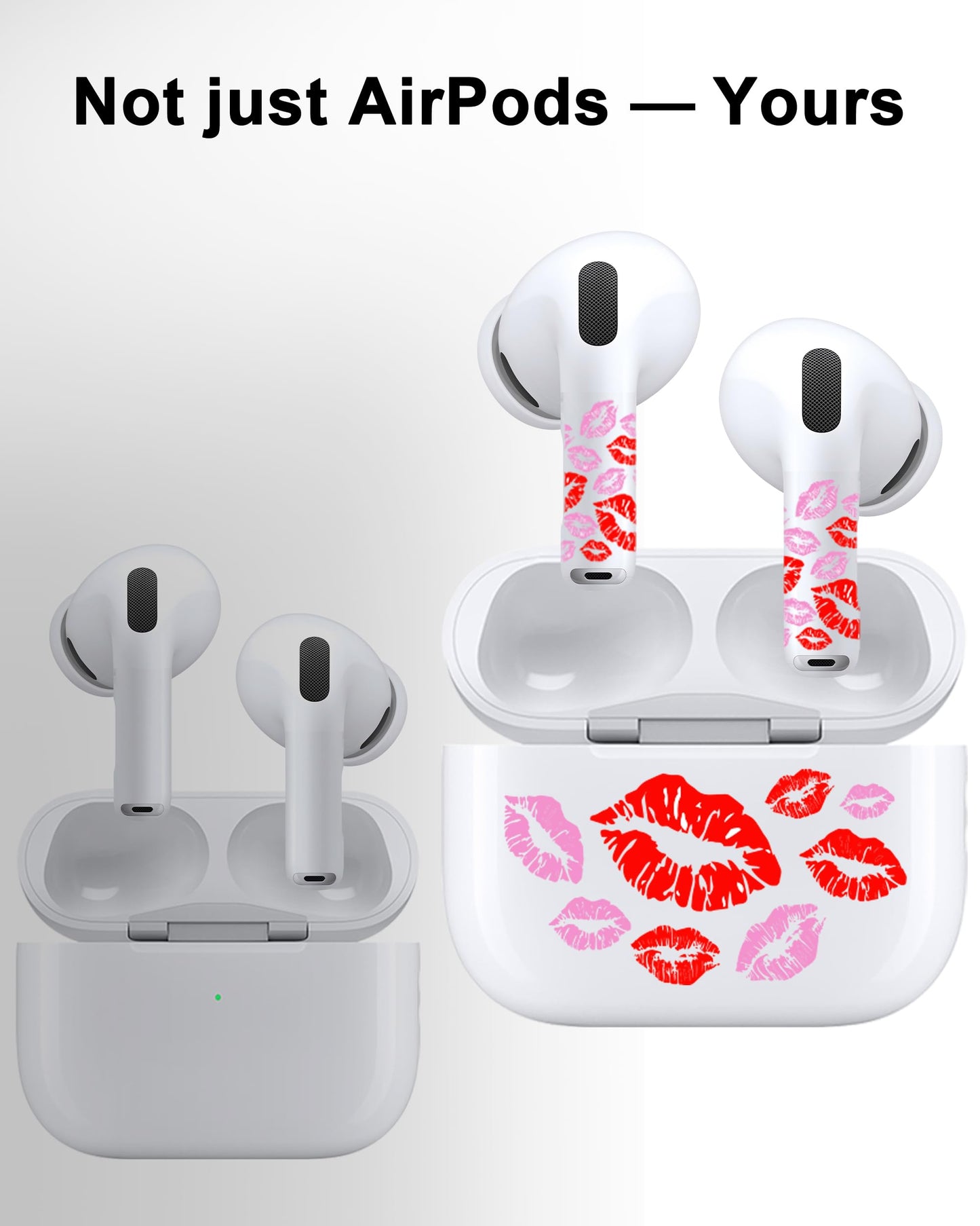 ROCKMAX Pink Lips Sticker for AirPods Pro 2nd Generation, Fashion Decal Skin Accessories for Earbuds and Charging Case, Universal Fit for AirPods 1/2/3/4 & AirPod Pro/Pro 2/Pro 3, Gift for Women&Girls