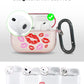 RockMax for AirPods Pro 3 Case Cover with Art Skin, Cute TPU AirPods Case with Keychain Hook, Semi-Transparent Decorative Case for Women, Red Lips, Clear Pink
