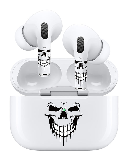 ROCKMAX for AirPods Sticker Skin Set, Earbud + Charging Case Wrap Decals, Applicator Included + Spare, Fits AirPods 1/2/3/4 & Pro/Pro 2/Pro 3 – Dripping Skull