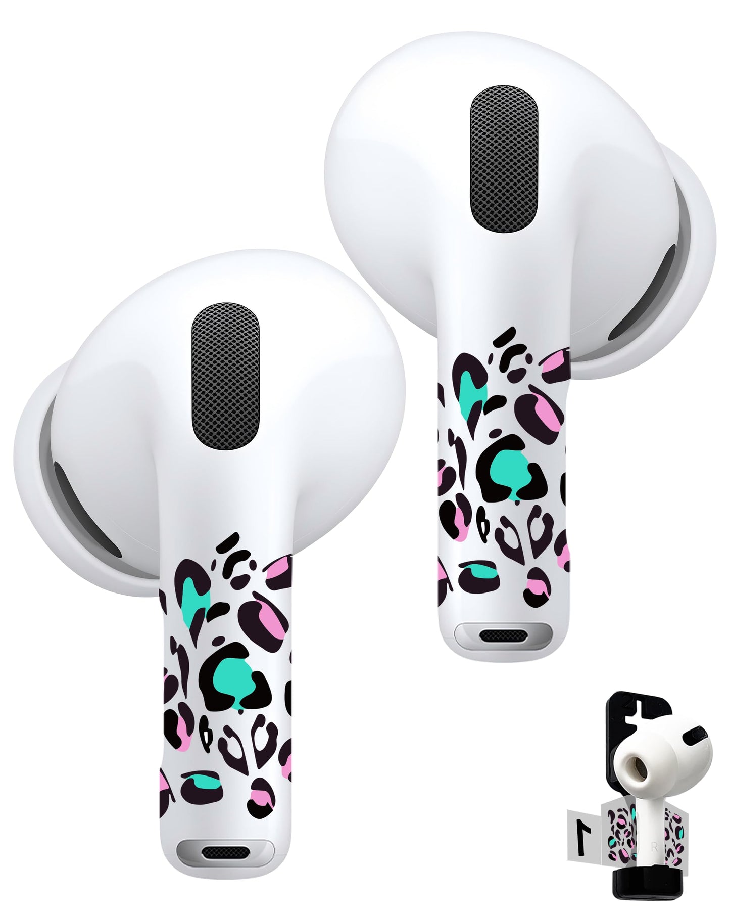 RockMax Universal Skin for AirPods Pro 3/Pro 2/Pro, Cute Stickers Also Fits to AirPod 1/2/3/4, Leopard Print Wrap for Women and Girls, Easy to Identify, Case-Friendly