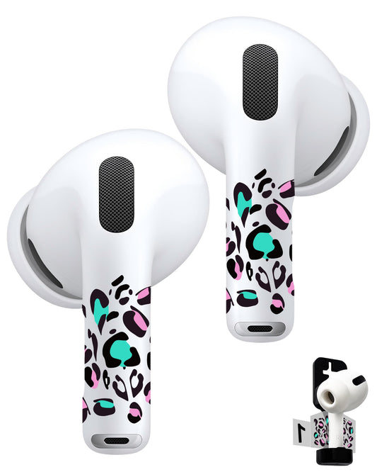 RockMax Universal Skin for AirPods Pro 3/Pro 2/Pro, Cute Stickers Also Fits to AirPod 1/2/3/4, Leopard Print Wrap for Women and Girls, Easy to Identify, Case-Friendly