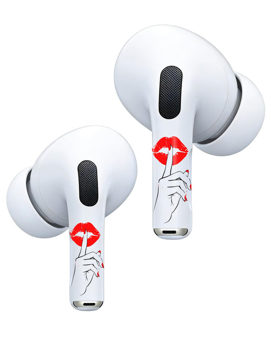 RockMax for AirPods 4 Skin，Red Lips Sticker for Air Pods 4th Gen, Compatible with AirPod 4 Case 2024, Quiet Gesture Tattoo Wrap, Easy to Identify, Also Fits AirPods 1/2/3, AirPods Pro 1/2/3