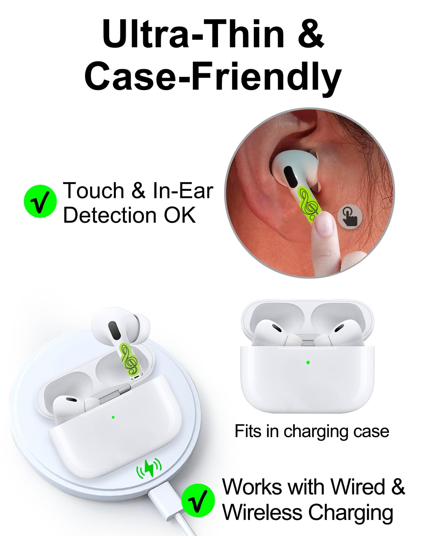 RockMax Glowing Music Skin for AirPods, Easy to Identify, Universal Sticker Wraps for AirPods Pro 3/2/1 and Gen 1/2/3/4, Cute Earbud Accessories