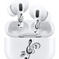 ROCKMAX for AirPods Sticker Skin Set, Earbud + Charging Case Wrap Decals with Applicator & Spare, Fits AirPods 1/2/3/4 & Pro/Pro 2/Pro 3, No Interference – Musical Notes Treble Clef