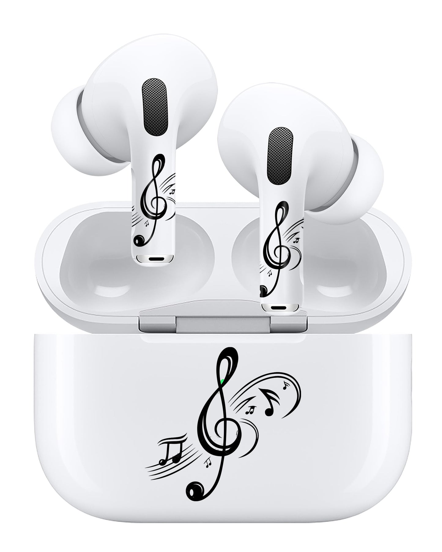 ROCKMAX for AirPods Sticker Skin Set, Earbud + Charging Case Wrap Decals with Applicator & Spare, Fits AirPods 1/2/3/4 & Pro/Pro 2/Pro 3, No Interference – Musical Notes Treble Clef