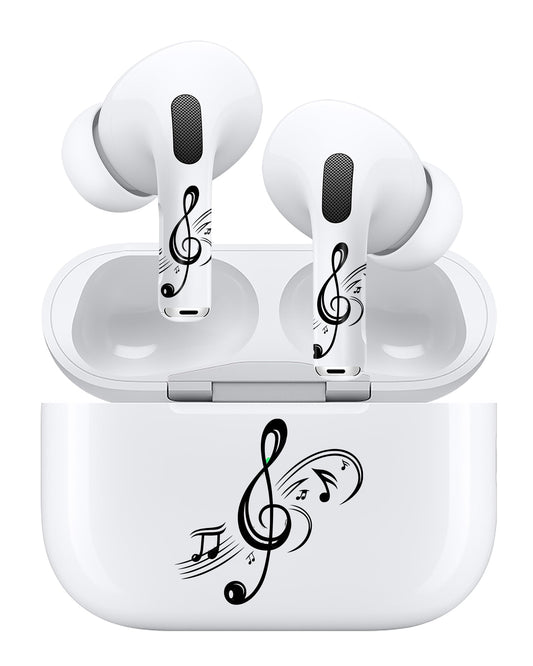 ROCKMAX for AirPods Sticker Skin Set, Earbud + Charging Case Wrap Decals with Applicator & Spare, Fits AirPods 1/2/3/4 & Pro/Pro 2/Pro 3, No Interference – Musical Notes Treble Clef