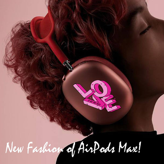 ROCKMAX Pink Sticker Accessories for AirPods Max, Love Decal Skin for Headphones, Stylish Accessories Gift for Women and Girls, Compatible to Transparent AirPods Max Case Cover, with Cleaning Kit