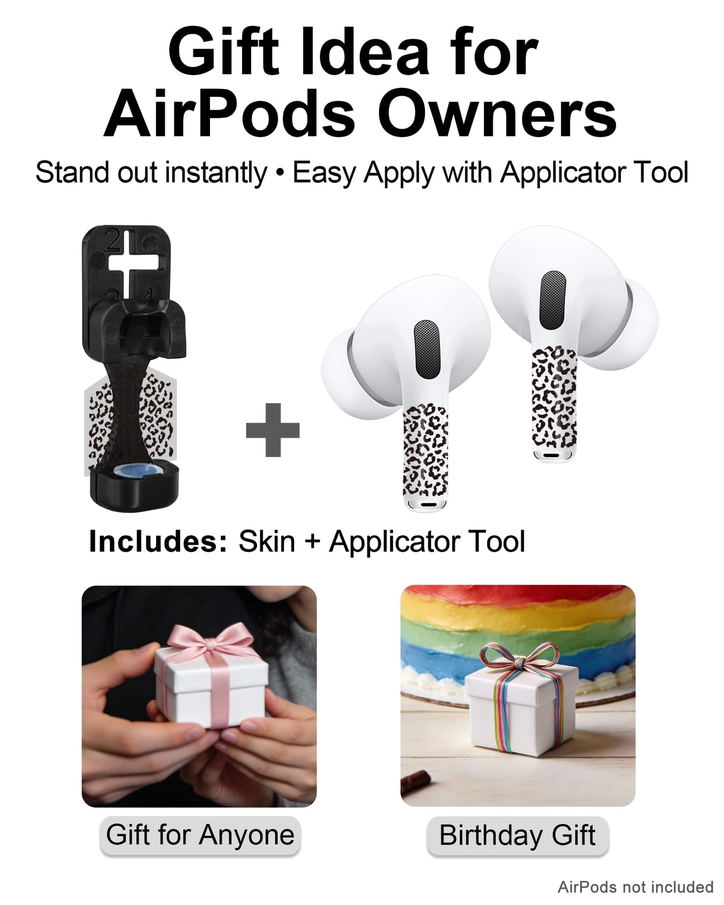 RockMax for AirPods 4 Skin，Universal Decal Sticker for AirPods Pro/Pro 2/Pro 3, Gen 1/2/3/4, Compatible with Clear AirPod Case, Durable Tattoo Wrap, Easy to Identify