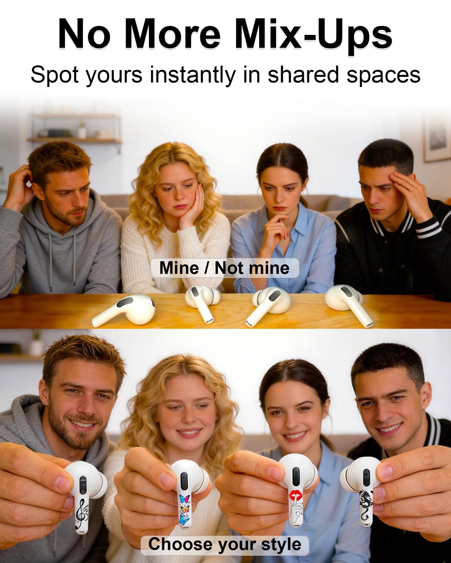 RockMax for AirPods 4 Skin Wraps, Helps Avoid Mix-Ups, Universal Fit for AirPods Pro 3/2/1 and Gen 1/2/3/4, Butterfly Sticker Cover, Gift for Women and Teens