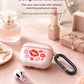 RockMax for AirPods Pro 3 Case Cover with Art Skin, Cute TPU AirPods Case with Keychain Hook, Semi-Transparent Decorative Case for Women, Red Lips, Clear Pink