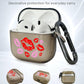 RockMax for AirPods 4 Case Cover with Art Skin, Cute TPU AirPods Case with Keychain Hook, Semi-Transparent Decorative Case for Women, Red Lips, Clear Black