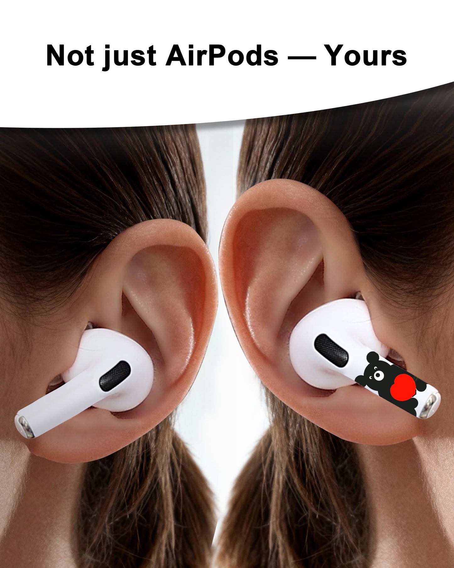 RockMax for AirPod Skin, Quickly Recognizable, Universal Fit for AirPods Pro 3/2/1 and Gen 1/2/3/4, Black Bear Sticker Cover, for Women and Teens