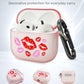 RockMax for AirPods 4 Case Cover with Art Skin, Cute TPU AirPods Case with Keychain Hook, Semi-Transparent Decorative Case for Women, Red Lips, Clear Pink