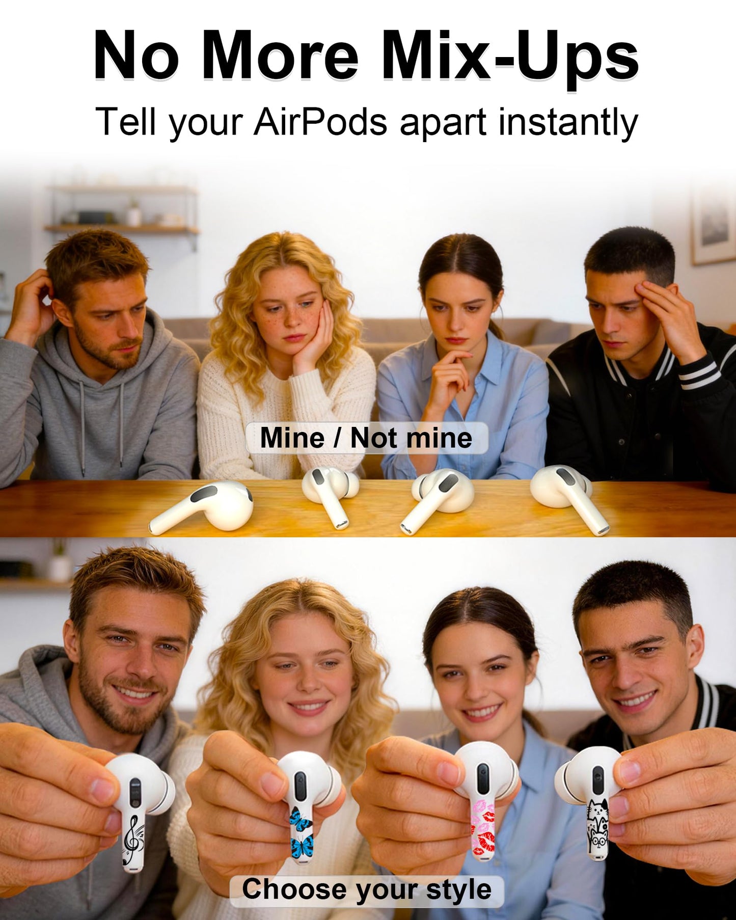 RockMax for AirPod Stickers, No More Mix-Ups, Universal Fit for AirPods Pro 3/2/1 and Gen 1/2/3/4, Number 1 Skin Cover, Custom Gift for Women and Teens