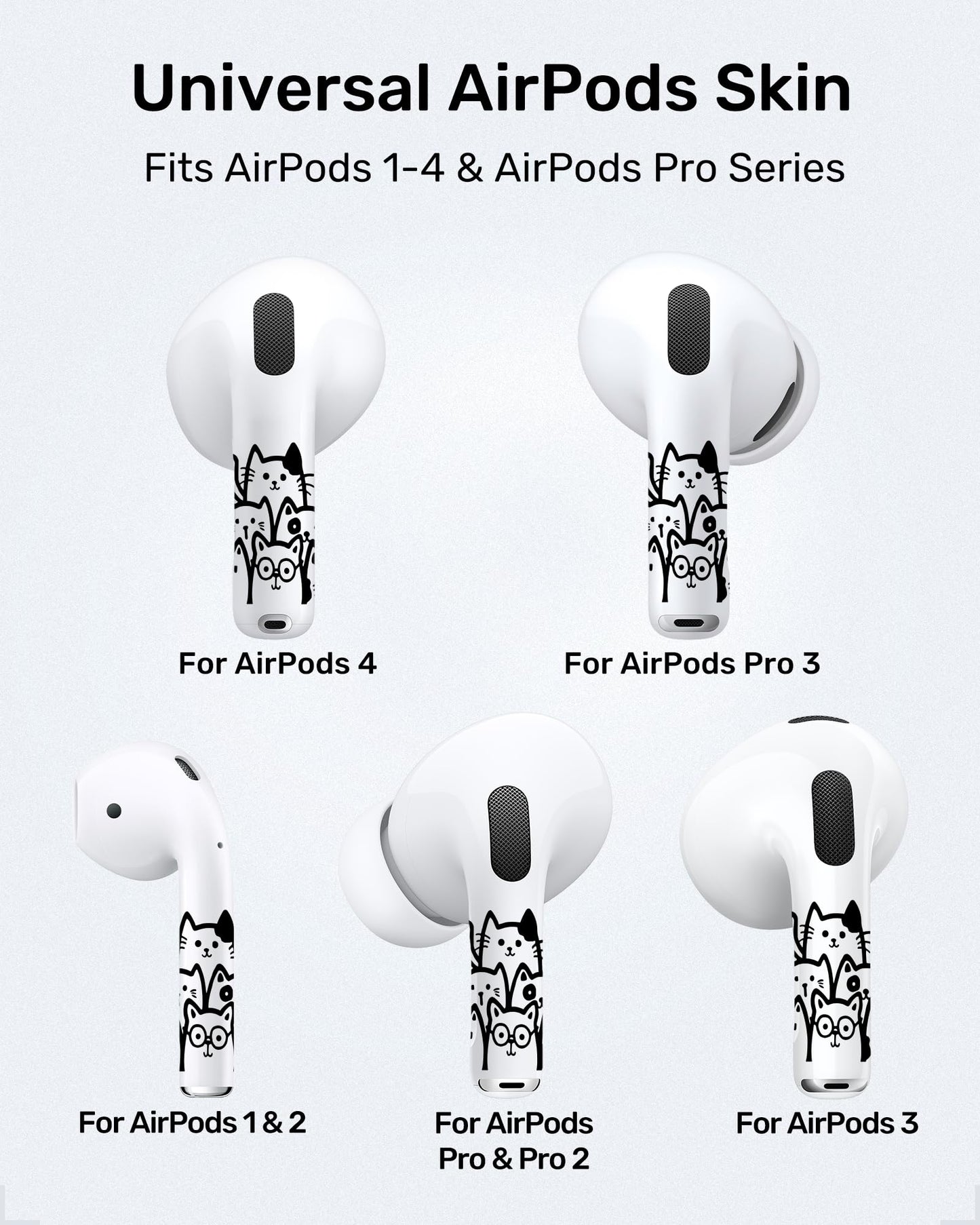 ROCKMAX for AirPods Pro 2 Skin Accessories, Black Cats Sticker Wrap, Easy to Identify Your Earbuds, for Boys and Girls, Compatible with AirPods 1/2/3/4 & Pro 1/2/3, Case-Friendly