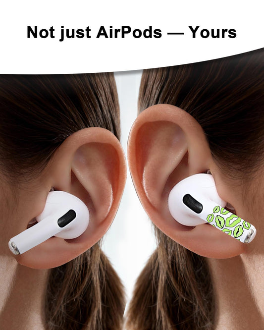 RockMax for AirPod Skins, Glow in The Dark Decal Stickers for Ear Buds, DIY Lips Tattoo for AirPods Pro 1/2/3 & AirPod 1/2/3/4, Universal Fit, Easy to Identify and Install