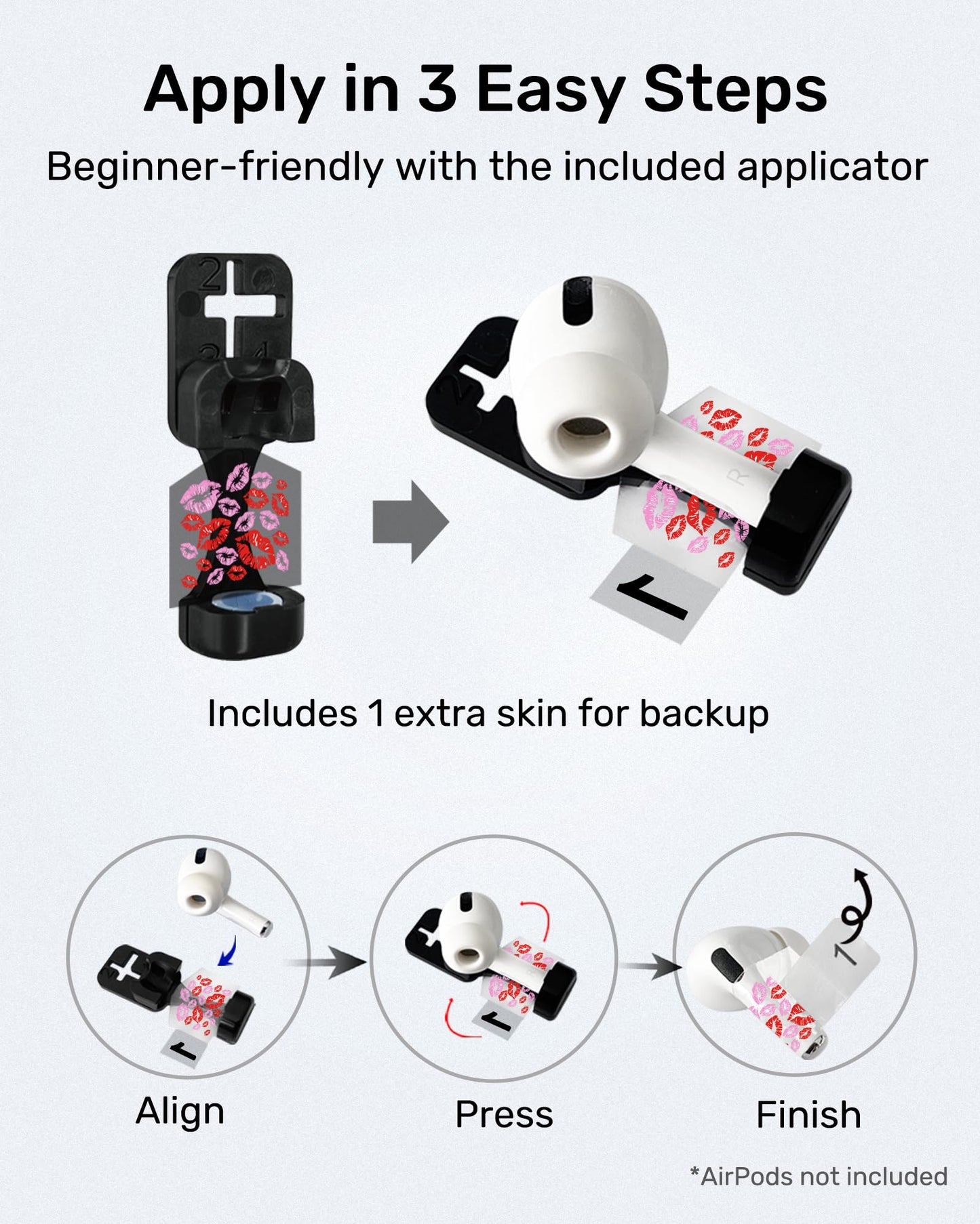 RockMax for AirPods 4/Pro/Pro 2/Pro 3 Skin, Universal Decal Sticker for Air Pods Custom, Compatible with AirPods Case Pink, Durable Tattoo Wrap, Easy to Identify