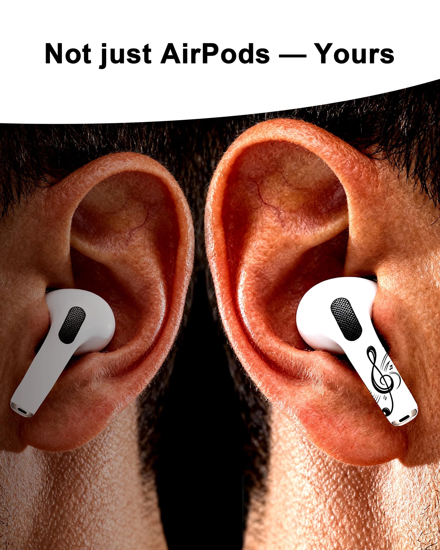 RockMax for AirPods 4 Skin, Easy to Clarify, Black Music Note Sticker Wrap, Ultra-Thin Case-Friendly, 3-Step Install, Compatible with AirPods 1/2/3/4 and AirPods Pro 1/2/3(Universal Fit)