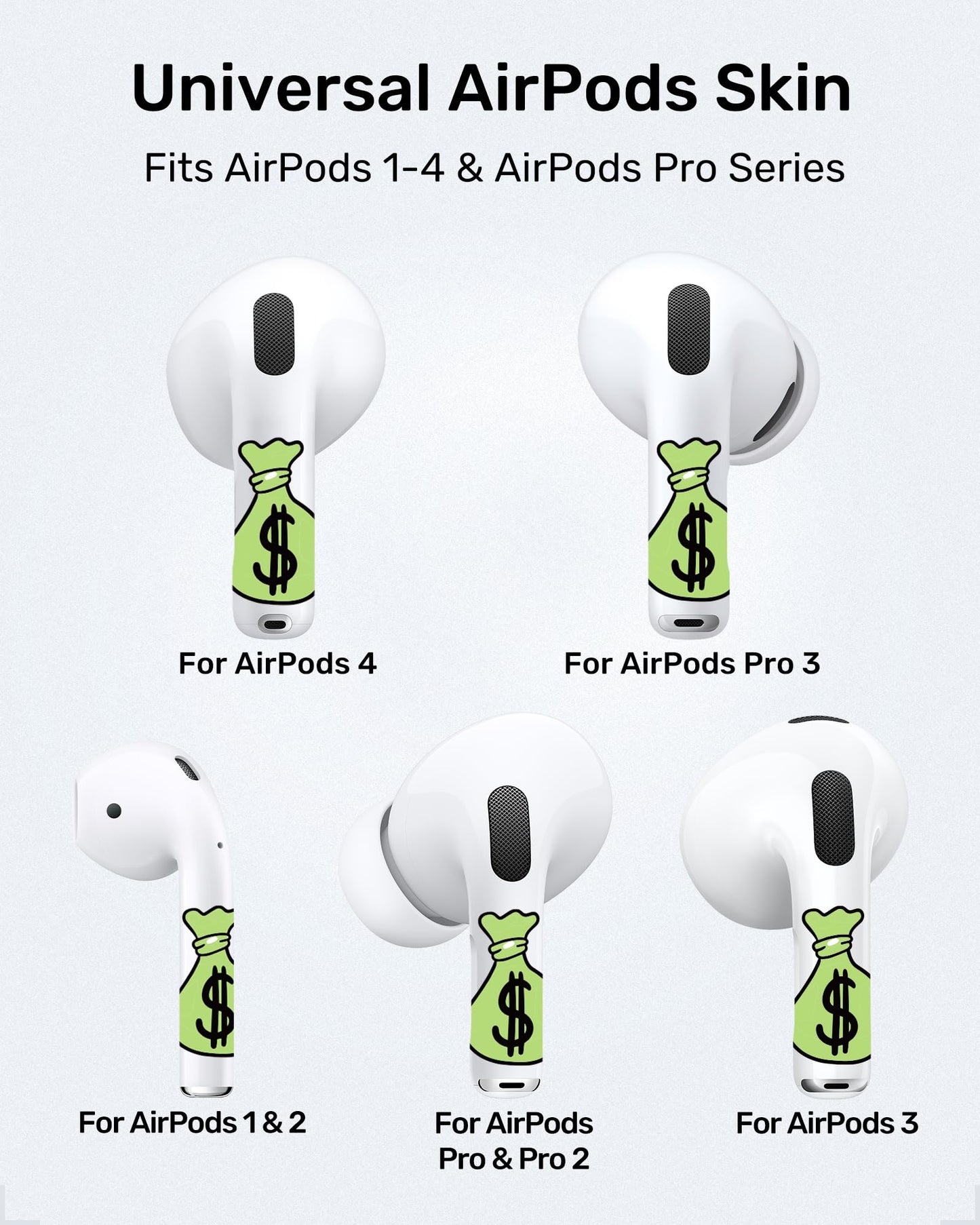 RockMax for AirPod Pro 3 Skins, Glow in The Dark Decal Stickers, DIY Dollar Tattoos for AirPods Pro 2nd Generation, Easy to Identify, Compatible with AirPods Pro 1/2/3 & AirPod 1/2/3/4(Universal Fit)