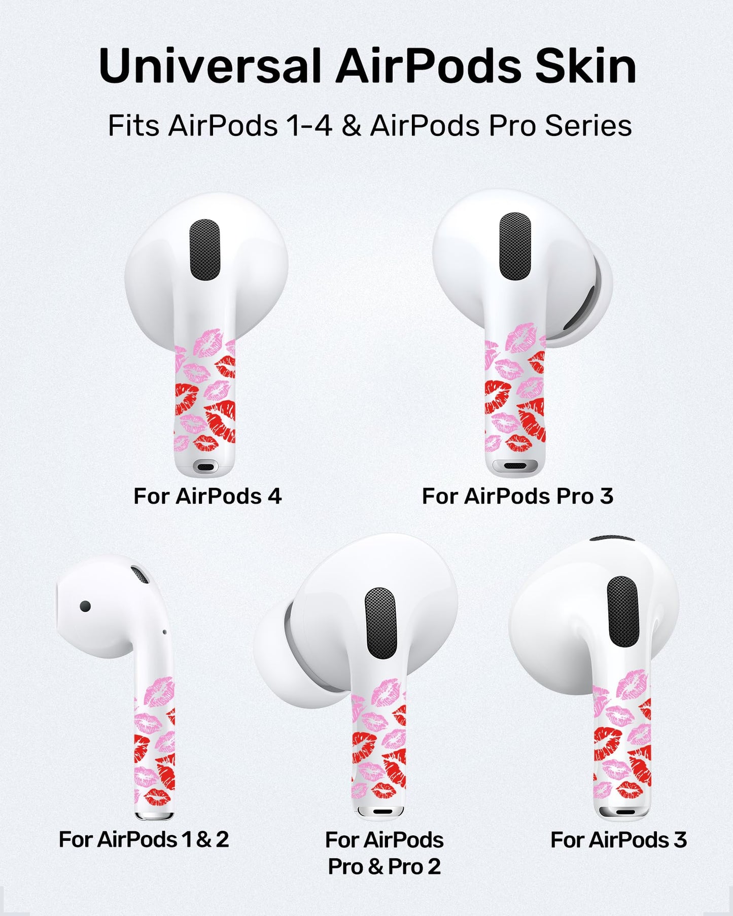 RockMax for AirPods 4/Pro/Pro 2/Pro 3 Skin, Universal Decal Sticker for Air Pods Custom, Compatible with AirPods Case Pink, Durable Tattoo Wrap, Easy to Identify