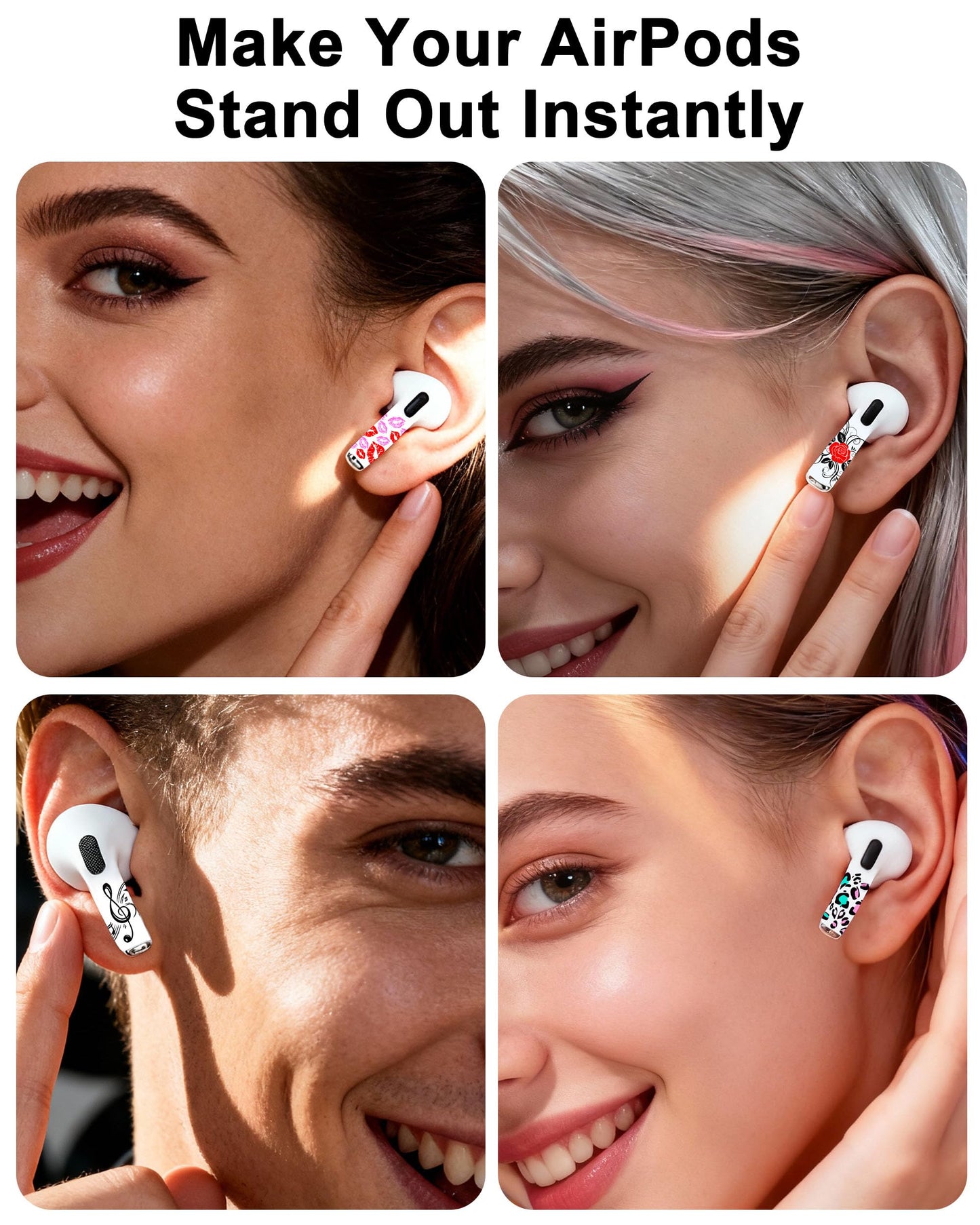 RockMax AirPods Pro 2 Skin, Universal Fit for AirPods Pro 1/2/3 & AirPods 1/2/3/4, Christmas Tattoo Sticker Wrap, Charging Case Friendly, Gift Idea for Christmas