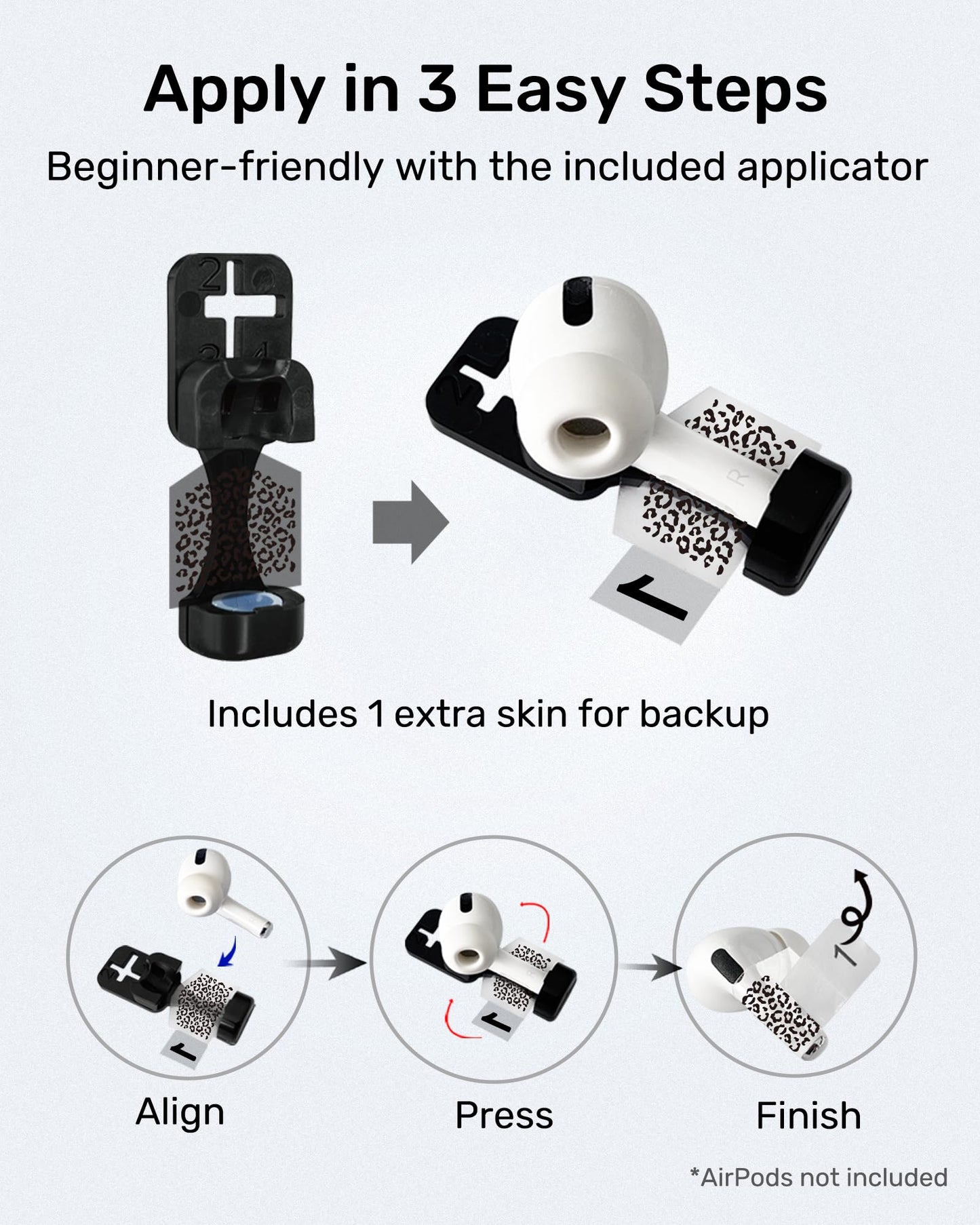 RockMax for AirPods 4 Skin，Universal Decal Sticker for AirPods Pro/Pro 2/Pro 3, Gen 1/2/3/4, Compatible with Clear AirPod Case, Durable Tattoo Wrap, Easy to Identify