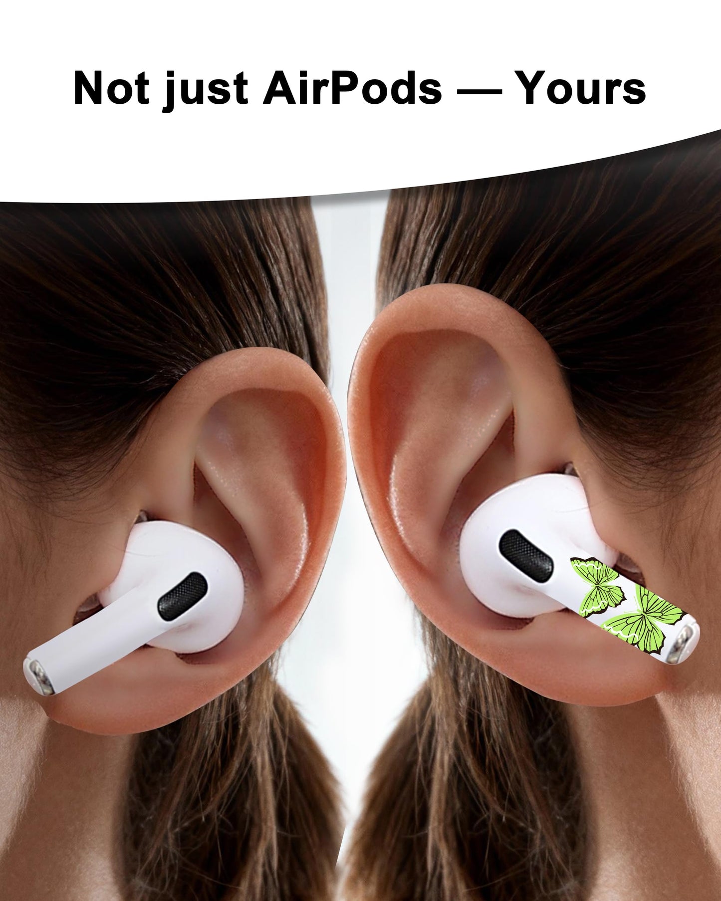 RockMax for AirPods 4 Glow Skin, Butterfly Sticker Wrap, Easy to Find with Distinct Decal, Case-Friendly, 3-Step Install, Compatible with AirPods Pro 1/2/3 and AirPod 1/2/3/4 (Universal Fit)