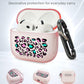 RockMax for AirPods 4 Case Cover with Art Skin, Cute TPU AirPods Case with Keychain Hook, Semi-Transparent Decorative Case for Women, Leopard, Clear Pink