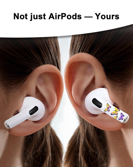 RockMax for AirPods 4 Skin Wraps, Helps Avoid Mix-Ups, Universal Fit for AirPods Pro 3/2/1 and Gen 1/2/3/4, Butterfly Sticker Cover, Gift for Women and Teens