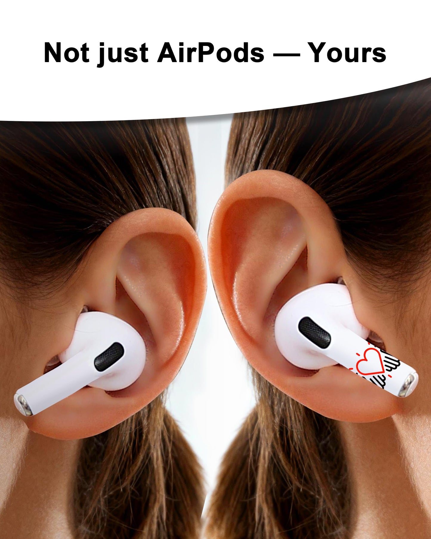 RockMax for AirPod Stickers, No More Mix-Ups, Universal Fit for AirPods Pro 3/2/1 and Gen 1/2/3/4, Heart Skin Cover, Custom Gift for Women and Teens