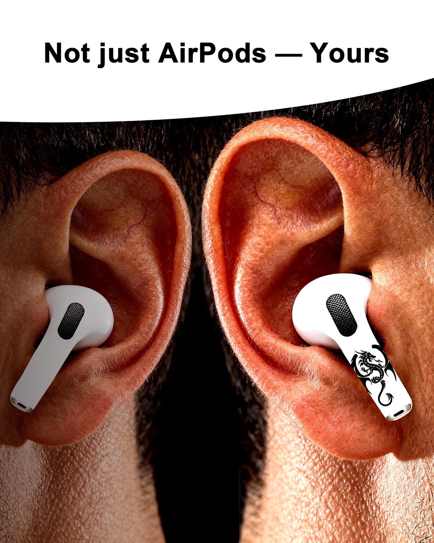 RockMax for AirPod Skin, Quickly Recognizable, Universal Fit for AirPods Pro 3/2/1 and Gen 1/2/3/4, Black Dragon Sticker Cover, for Women and Teens