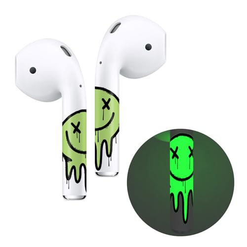 ROCKMAX Glow Stickers Skin for AirPods 2, Cute Air Pods Accessories for Woman Man Gift, Halloween Sticker Wrap for Earbuds 2nd Generation, Fantastic Decal with Cleaning Kits