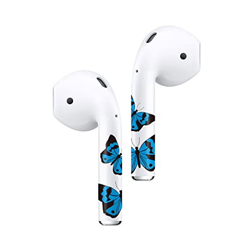 ROCKMAX Vivid Butterfly AirPods Skin Wrap 2nd Generation, 1 Pair Blue AirPod Gen 2 Stickers, Custom AirPods 2 Decal Skin for Women and Girls, with Professional Applicator (240)