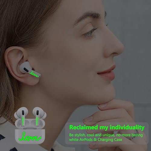 ROCKMAX Love Skins for AirPods Pro 2nd Gen, Glow Decor Accessories for Earphones and Charging Case, Ear Pods Case Cover Skin Wrap for Women and Teens, with Cleaning Kits and Installation Tools