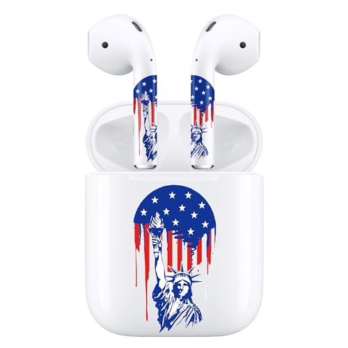 ROCKMAX Blue Accessories for AirPods 2nd Generation, American Flag Decal Skin Sticker for Earphones and Charging Case, Earbuds Case Cover Wrap for Adults and Teens, with Cleaning Kits