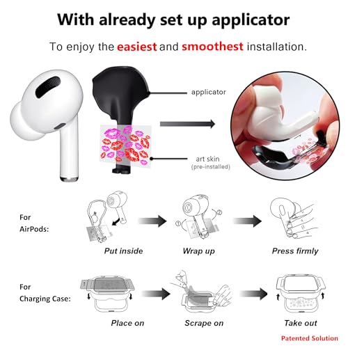 ROCKMAX Black Accessories for AirPods 2nd Gen, Cat Paw Decal Skin Sticker for Earphones and Charging Case, Earbuds Case Cover Wrap for Women and Teens, with Cleaning Kits for Customization