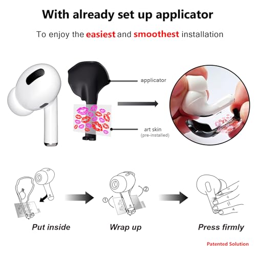 ROCKMAX for Black AirPods Pro Skin, Custom Smiley Face Sticker Wrap for Halloween Decor, Trendy Air Pods 2nd Generation Accessories for Youth and Adults, Earbuds Cover with Cleaning Kit