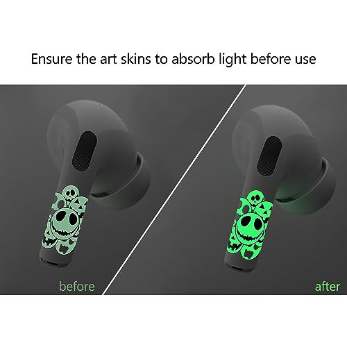 ROCKMAX Luminous AirPod Pro Skins, AirPods Pro 2 Sticker Glow in The Dark, AirPods Skin Wraps Decoration with Easy Installation Tool (208YG)