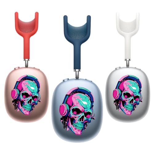 ROCKMAX Colorful Skull Sticker for AirPods Max, Vibrant Decal Skin for Headphones, Skeleton Case Cover Accessories for Personalization, Unique Gift for Men, Women, Boys and Girls with Cleaning Kit