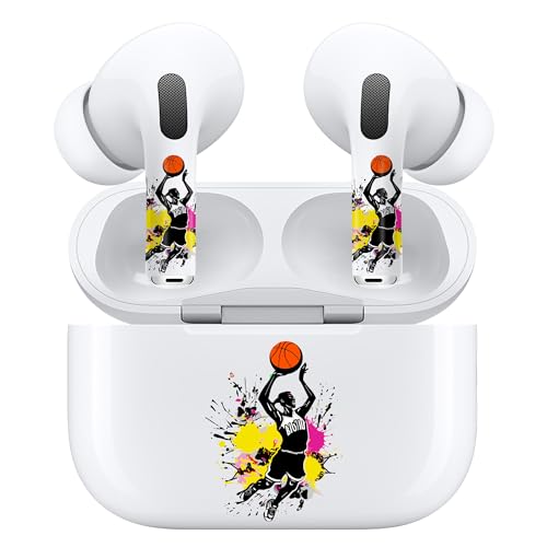 ROCKMAX Basketball Accessories for AirPods Pro 2nd Generation, Sporty Decal Skin Sticker for Earphones and Charging Case, Earbuds Case Cover Wrap for Men and Teens, with Cleaning Kits