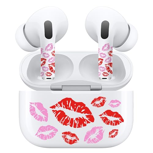 ROCKMAX Pink Lips Sticker for AirPods Pro 2nd Generation, Fashion Decal Skin Accessories for Earpods and Charging Case, Earbuds Case Cover Wrap for Girls and Women Birthday, with Cleaning Kits