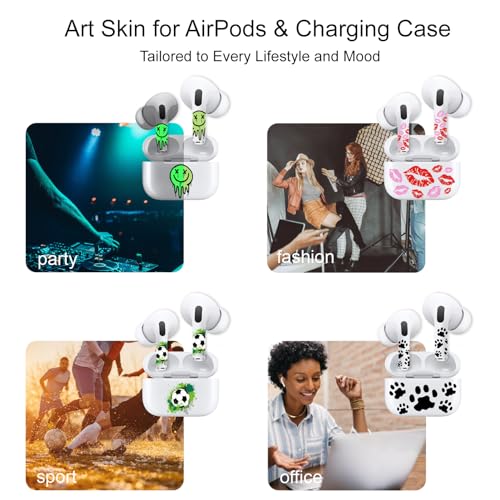 ROCKMAX Black Accessories for AirPods Pro 2nd Generation, Cat Paw Decal Skin Sticker for Earphones and Charging Case, Earbuds Case Cover Wrap for Women and Teens, with Cleaning Kits for Customization