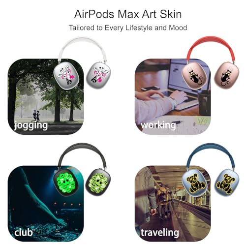 ROCKMAX Glow Butterfly Sticker Case Cover for AirPods Max, Stylish Decal Skin for Bluetooth Headphones Decor, AirPods Max Accessories for Women and Girls, Ideal with Cleaning Kits