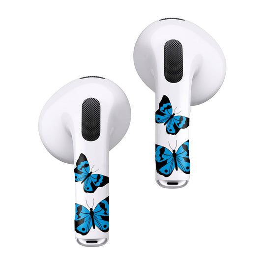ROCKMAX Blue Butterfly Sticker for AirPods 3, Premium Earbuds Accessories and Stylish Skin Wrap with Easy Installation,Fashion Gift for Women and Girls