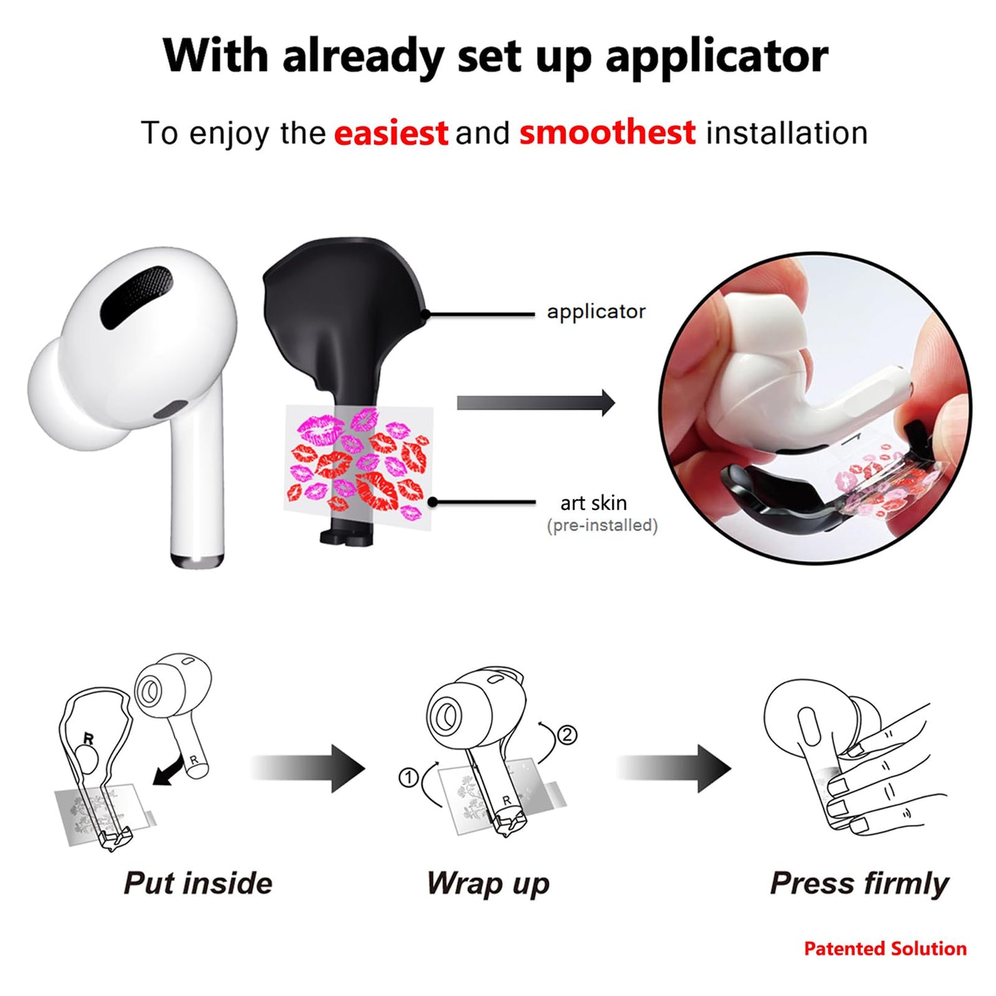 ROCKMAX for AirPods Pro 2 Skin Accessories, Custom Christmas Decor Sticker for Men, Women, Boys and Girls Gift, Unique Tattoos Compatible to AirPods Pro 2nd Generation Case Cover, with Cleaning Kit